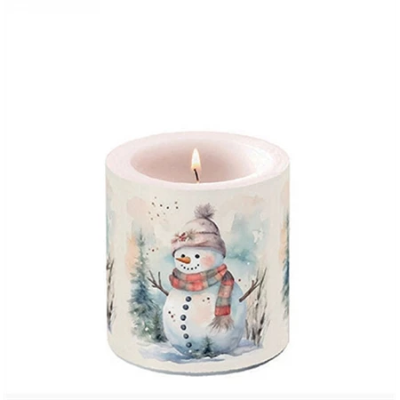 Gyertya átvilágítós AMBIENTE Snowman in nature 8x7,5cm
