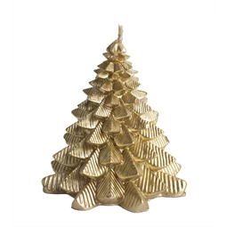 Gyertya fenyőfa, 7x7,5cm, arany szinű