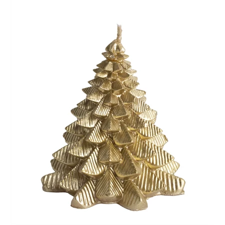 Gyertya fenyőfa, 7x7,5cm, arany szinű
