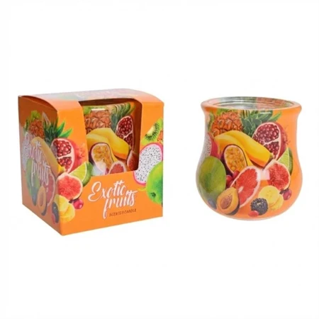 Gyertya illatos exotikus gyümölcsök 80 gr narancs, zöld szinű Illatgyertya