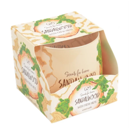 Gyertya illatos szantálfa 100 gr bézs, zöld szinű Illatgyertya, 75x78mm