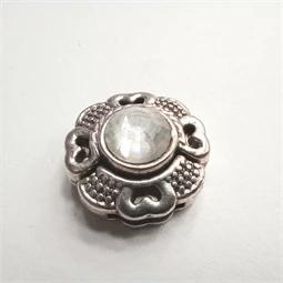 Gyöngy alkatrész- kapocs mágneses virág formájú strasszos 20mm ezüst