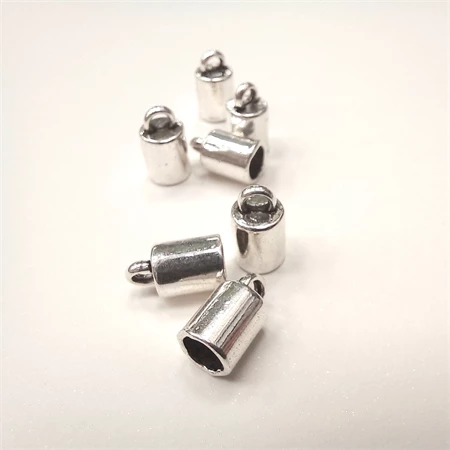 Gyöngy alkatrész- kupak végzáró fém henger 4mm ezüst 10db/csomag