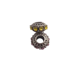 Gyöngy alkatrész- Pandora, fánk alakú, köves sárga 12x6mm 1db