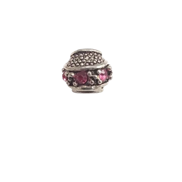 Gyöngy alkatrész- Pandora, gömb alakú, köves pink 12mm 1db