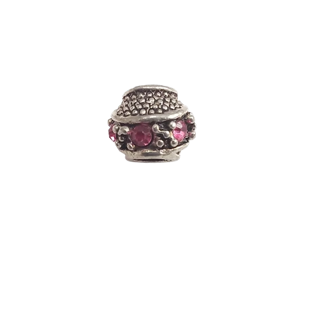 Gyöngy alkatrész- Pandora, gömb alakú, köves pink 12mm 1db