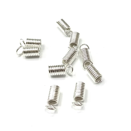Gyöngy alkatrész- bőrvégzáró, rugós, ezüst, 4,5mm
