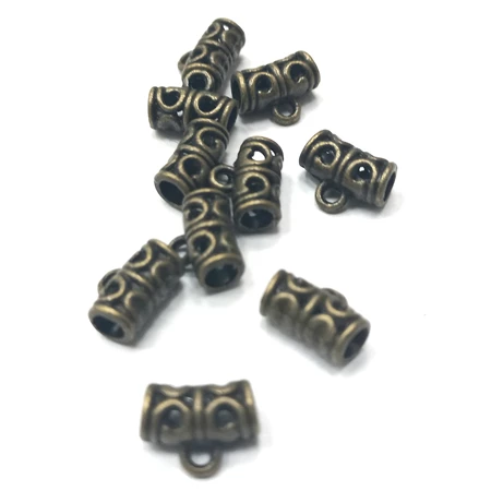 Gyöngy alkatrész- fém köztes henger tovább fűzhető áttört mintával 10x5mm antik 10 db/csomag