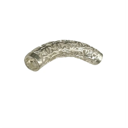 Gyöngy alkatrész- fém köztes, íves cső, 50mm, rusztikus ezüst/bronz, 1db