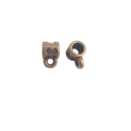 Gyöngy alkatrész- fém köztes, távtartó henger bemart 6x6mm akasztóval antikréz 1db