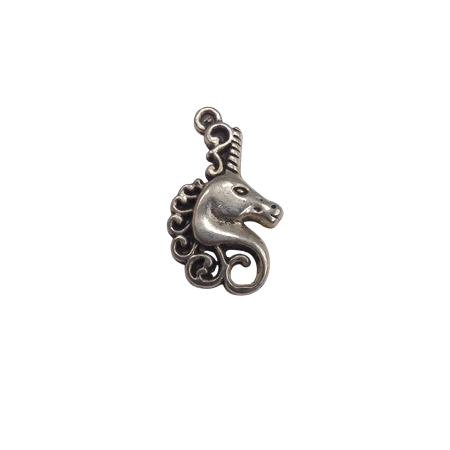 Gyöngy alkatrész- fém medál, unikornis 1db