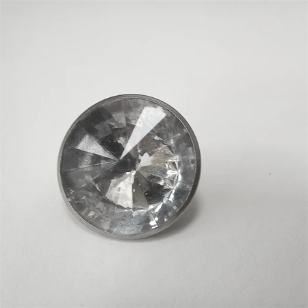 Gyöngy alkatrész- gomb strasszos 15mm ezüst