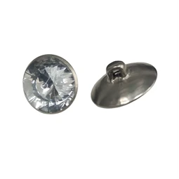 Gyöngy alkatrész- gomb strasszos 15mm ezüst