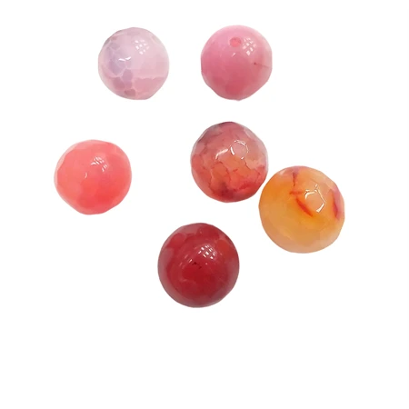 Gyöngy alkatrész- gyöngy ásvány 10mm csiszolt rózsaszínes-narancsos árnyalatok 1db