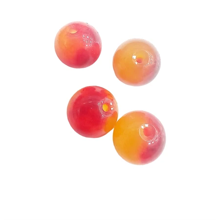 Gyöngy alkatrész- gyöngy ásvány 10mm narancs-vörös árnyalatok 1db