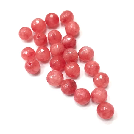 Gyöngy alkatrész- gyöngy ásvány jellegű 8mm eper min.20db/csomag