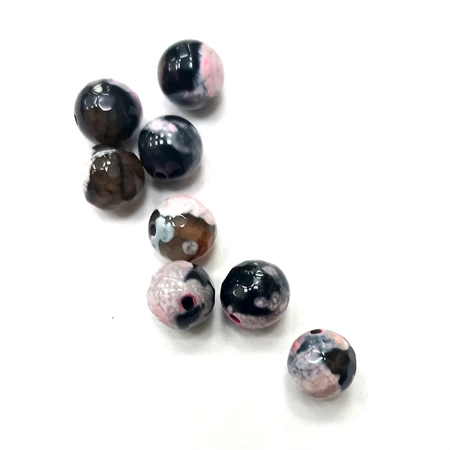 Gyöngy alkatrész- gyöngy ásvány jellegű csiszolt 8mm cirkás barna rózsaszín