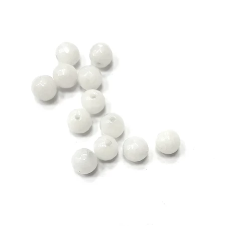 Gyöngy alkatrész- gyöngy ásvány jellegű csiszolt 8mm fehér 12db/csomag