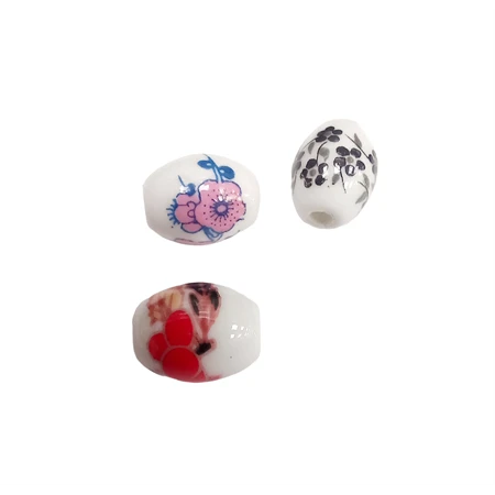 Gyöngy alkatrész- gyöngy köztes, ovális, mintás, 10mm-es