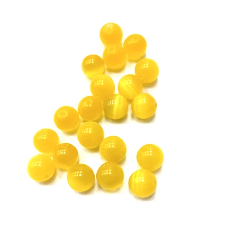 Gyöngy alkatrész- gyöngy macskaszem sárga 10mm 20db/csomag