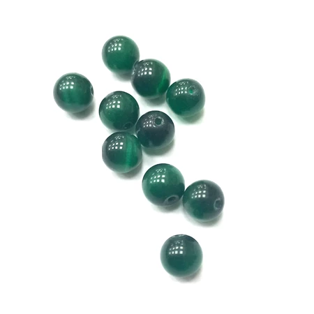 Gyöngy alkatrész- gyöngy macskaszem sötét zöld 8mm 10db/csomag