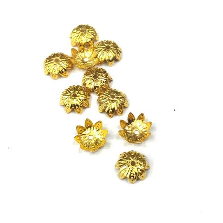 Gyöngy alkatrész- gyöngykupak 10mm arany 10db/csomag szirom