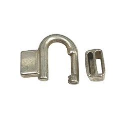 Gyöngy alkatrész- kapocs, bújtatós, lapos bőrhöz, ezüst