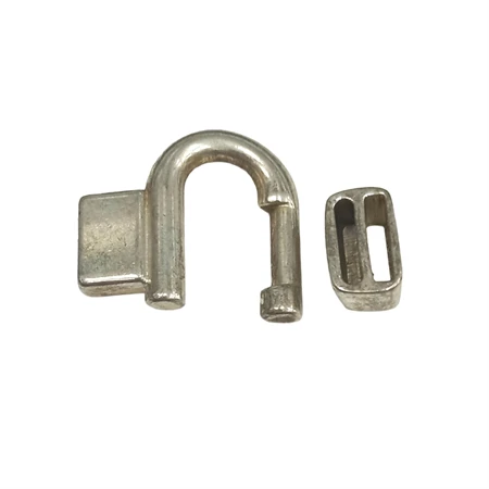 Gyöngy alkatrész- kapocs, bújtatós, lapos bőrhöz, ezüst