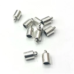 Gyöngy alkatrész- kupak végzáró fém henger 4mm ezüst 10db/csomag