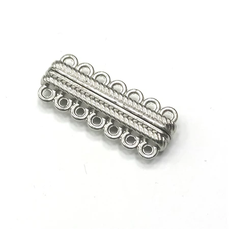 Gyöngy alkatrész- mágneses kapocs 30x13mm ezüst 7soros