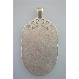 Gyöngy alkatrész- medál fém, ovális, tükörforma, cirádás, 30x40mm, 1db