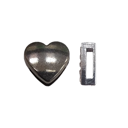Gyöngy alkatrész- szív bőrszíjhoz 12x12mm ezüst