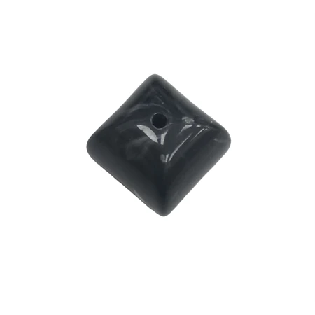 Gyöngy, műanyag gyöngy kocka 10mm fekete 1db