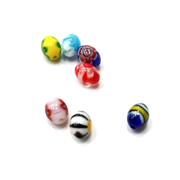 Gyöngy üveg Millefiori, tojás alakú 6x8mm színes 7db/csomag