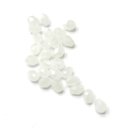 Gyöngy üveg csepp forma 8x6mm gyöngyház fehér min.20db/csomag