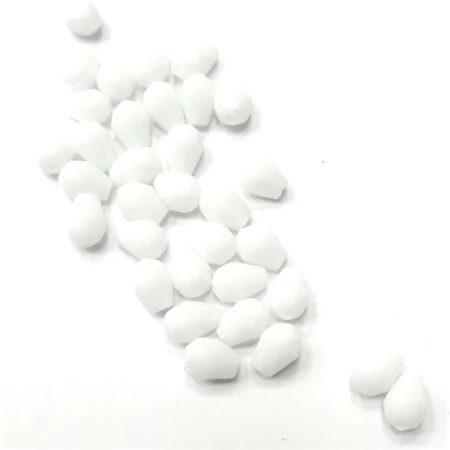 Gyöngy üveg csepp forma 8x6mm matt fehér min.20db/csomag