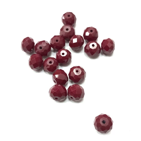Gyöngy üveg csiszolt fánk 10x8mm bordó min.15db