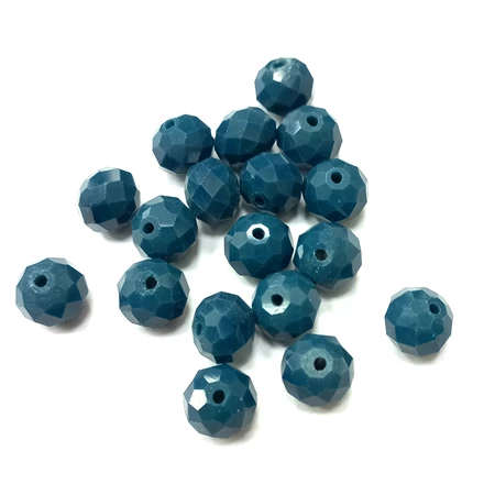 Gyöngy üveg csiszolt fánk 10x8mm petrol kék min.15db