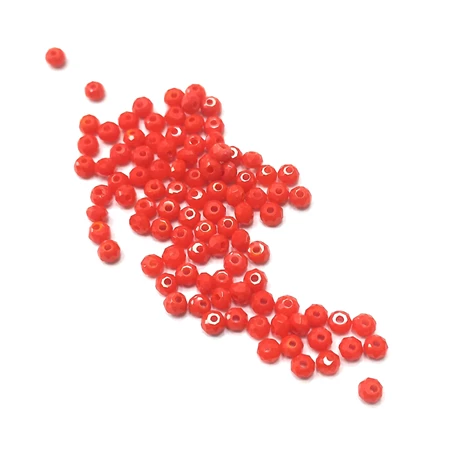 Gyöngy üveg csiszolt fánk 3x2mm matt piros min.80db