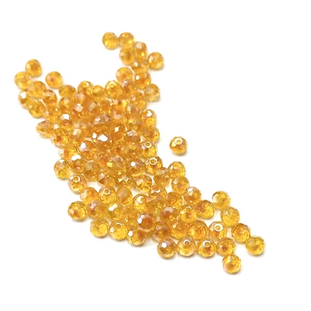 Gyöngy üveg csiszolt fánk 4x3mm irizáló narancs min.60db