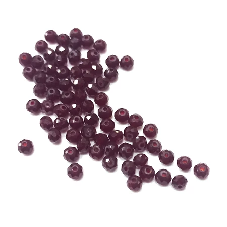 Gyöngy üveg csiszolt fánk 4x3mm mély bordó min.60db