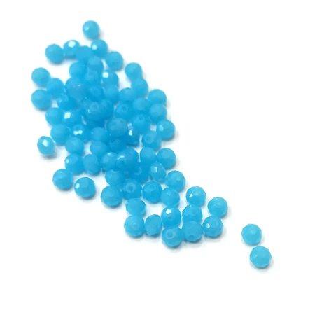 Gyöngy üveg csiszolt fánk 4x3mm opál világos kék min.60db