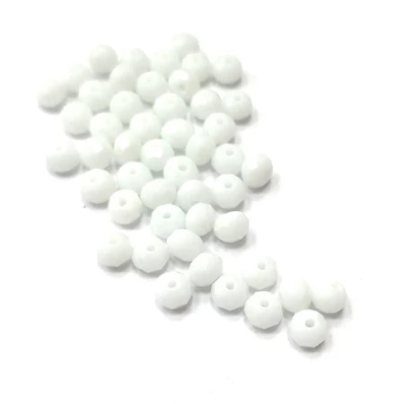 Gyöngy üveg csiszolt fánk 6x4mm fehér min.40db
