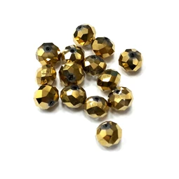 Gyöngy üveg csiszolt metál fánk 10x8mm arany min.15db/csomag