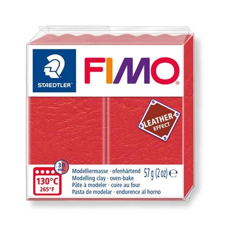 Gyurma süthető FIMO Leather Effect 57 gr, dinnyepiros