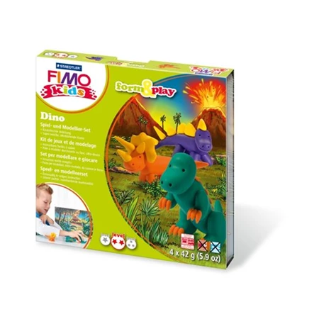 Gyurma süthető FIMO készlet Kids Form & Play 4x42 g, dínók