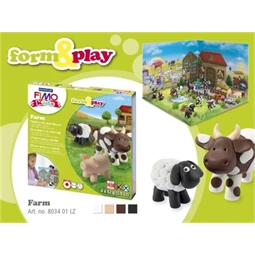 Gyurma süthető FIMO készlet Kids Form & Play 4x42 g, farm