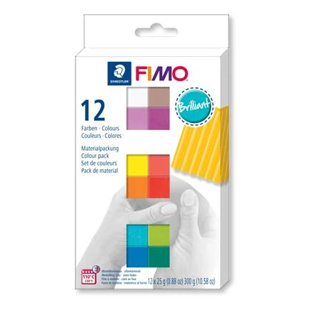 Gyurma süthető FIMO készlet Soft Brillant Pack 12x25 g, vegyes színek