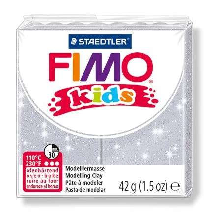 Gyurma süthető FIMO Kids, 42 g, glitteres  ezüst