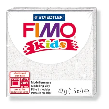 Gyurma süthető FIMO Kids 42 g, glitteres fehér